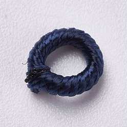 Prussian Blue Polyester Cord Beads, Ring, Prussian Blue, 6~6.5x1.5mm, Hole: 3mm