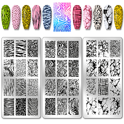 Mixed Shapes Шаблоны для нейл-арта своими руками из нержавеющей стали, шаблонный инструмент, прямоугольные, разнообразные, 12x6 см, 3 шт / комплект