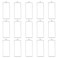 Rectangle 16 шт. 304 подвески из нержавеющей стали с открытой задней частью, для diy уф смолы, эпоксидная смола, Прессованные цветочные украшения, цвет нержавеющей стали, прямоугольные, 47x17.5x3 мм, отверстие : 1.8 мм, внутренний диаметр: 42x15.5 мм