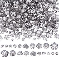 Нержавеющая Сталь Цвет 300 шт. 10 стили, не тускнеющие 304 декоративные колпачки из нержавеющей стали, мульти-лепесток, цветок, цвет нержавеющей стали, 7~10 мм, отверстие : 1~1.5 мм, 30 шт / стиль