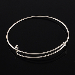 Platinum Adjustable Iron Expandable Bangle Making, Platinum, 2-1/2 inch(65mm)