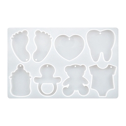 Белый Силиконовые формы для подвески в форме следа/зуба/бутылки молока своими руками, формы для литья смолы, белые, 138x218x8 мм