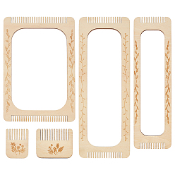 Цвет Древесины 5шт. 5 стили мини-закладки инструмент для плетения, деревесиные, 50~254x63~134x4.7~5 мм