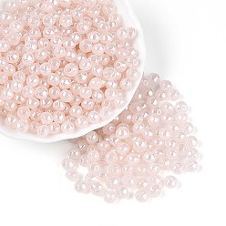 Розовый Стеклянный бисер непрозрачных цветов, остекление стиль, фонарь, туманная роза, 6~6.5x5~5.5 мм, отверстие : 1.4~1.6 мм, Около 1730 шт / фунт