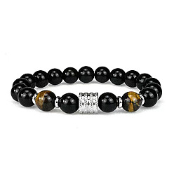 Золотистый Природные обсидиана браслеты простирания, золотые, 7-1/2 дюйм (19 см)