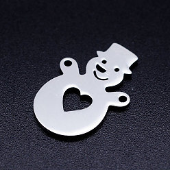 Stainless Steel Color 201 Stainless Steel Stamping Blank Links connectors, Christmas Snowman, Stainless Steel Color, 22x14.5x1mm, Hole: 1.4mm