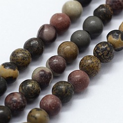 Dendritic Jasper Natural Dendritic Jasper Beads Strands, Chohua Jasper, Round, 6mm, Hole: 0.8mm, about 63pcs/strand,  14.76 inch(37.5cm)