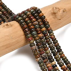 Пикассо Камень Нити бусин из натуральной яшмы пикассо/полихромной яшмы, рондель, 4x1.5 мм, отверстие : 0.7 мм, около 155 шт / нитка, 14.96'' (38 см)