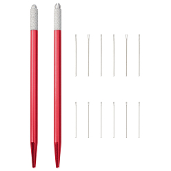 Красный 2 наборы 2 стили, держатели для волос для кукол, набор инструментов, включить крючок для вязания, игла, аксессуары для инструментов для кукол, с 1 набором инструментов для пересадки волос куклам из нержавеющей стали, красные, 1 набор / стиль