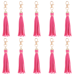 Средний Фиолетово-красный 10шт. искусственная кожа с застежками из светло-золотистого сплава, кисточками и большими подвесками., средне фиолетовый красный, 150 мм