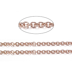 Розовое Золото Ионное покрытие (ip) 304 роликовая цепь из нержавеющей стали, отрыгивающая цепь, с катушкой, для изготовления ювелирных изделий, несварные, розовое золото , 3.5x0.8 мм, около 32.8 футов (10 м) / рулон