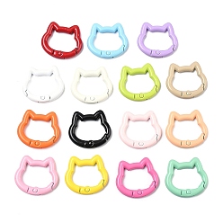 (52) Непрозрачная лаванда Окрашенные распылением пружинные кольца из сплава, форма кошки, разноцветные, 23.5x25x4 мм