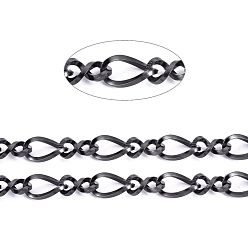 Черный 304 из нержавеющей стали Figaro цепи, цепочка фигур 8, с катушкой, несварные, ионное покрытие (ip), электрофорез черный, 6x3.5x1 мм, 5.5x3.5x1 мм, около 32.8 футов (10 м) / рулон