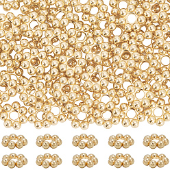 Настоящее золото 18K 80 шт. 304 распорные втулки из нержавеющей стали, цветок, гранулированные бусины, реальный 18 k позолоченный, 5x1.3 мм, отверстие : 1.5 мм