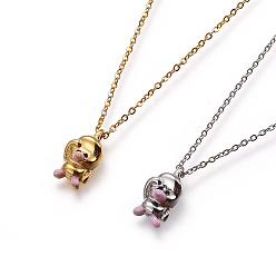 Mixed Color 304 Stainless Steel Enamel Pendant Necklaces, with Cable Chains, Bird, Mixed Color, 18.3 inch(46.5cm), Charms: 13x7x5mm