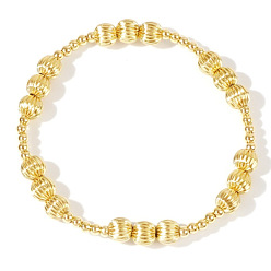Golden Bohemia Brass Round Beaded Stretch Bracelets, Golden, 6.89 inch(17.5cm)