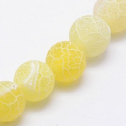 Gold Natural Crackle Agate Beads Strands, Dyed, Round, Grade A, Gold, 6mm, Hole: 1mm, about 63pcs/strand, 15.5