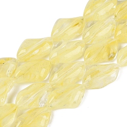 Champagne Yellow Handmade Lampwork Beads Strands, Polygon, Champagne Yellow, 21~22x13.5~14x7.5~8.5mm, Hole: 0.9~1mm, about 20pcs/strand, 16.14~16.54 inch(41~42cm)