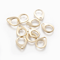 Золотой 201 из нержавеющей стали цепью вкладки, разъемы удлинителя цепи, слеза, золотые, 13x10x1 мм, отверстие : 1.8 мм