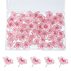 Pink Бумажные кнопки для рисования с блестками в виде цветочной смолы, с железными контактами, розовые, 19x19.5x16 мм, 50 шт / комплект