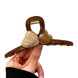 Coconut Brown Acrylic Claw Hair Clips, Heart, Coconut Brown, 120x55mm