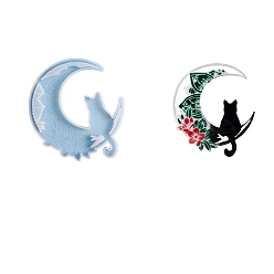 Цветок Подвеска своими руками, украшение, силуэт, силиконовые формы, формы для литья смолы, Луна и кошка, цветок, 155x142x10 мм