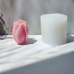White DIY Tulip Flower Silicone Candle Molds, for Scented Candle Making, White, 42x55mm