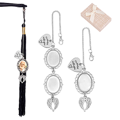 Платина 2 шт 2 стили rass & сплав сердце крыло подвеска украшения, с застежками-лобстерами из сплава и стеклянными кабошонами, платина, 173~218 мм, 1 шт / стиль