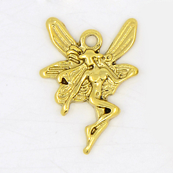 Античное Золото Сплавочные подвески тибетского стиля, ангел, античное золото , без свинца и без кадмия, 22.5x15x2.5 мм, Отверстие : 1.5 мм , около 690 шт / 1000 г