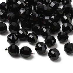 Черный К 9 стекло, имитация Австрийские кристаллические шарики, класс AAA, граненые, круглые, чёрные, 8 мм, отверстие : 0.9~1 мм