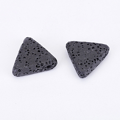 Black Natural Lava Rock Beads, Triangle, Dyed, Black, 16~17x17~17.5x5.5mm, Hole: 2mm
