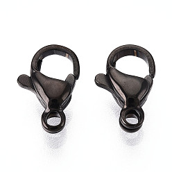 Черный Цвет Металла 304 нержавеющая сталь застежка когтя омара, металлический черный , 10x6.3x3.2 мм, отверстие : 1.4 мм