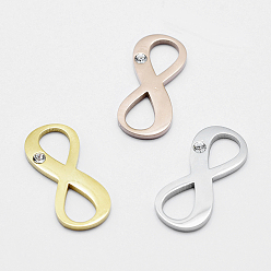 (52) Непрозрачная лаванда Экологически чистые 316 соединители из хирургической нержавеющей стали с покрытием из кубического циркония, долговечный, бесконечность, разноцветные, 20x9x1.5 мм, отверстие : 4.5x6.5 мм