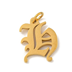 Letter H Ионное покрытие (ip) 304 брелоки из нержавеющей стали, лазерная резка, золотые, буквенное очарование, Письмо ч, 15.5x12x1.5 мм, отверстие : 3 мм