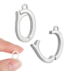 Серебро 2шт. застежки-клипсы из стерлингового серебра, овальные, серебряные, 13.5x7.5x2 мм, отверстие : 1 мм