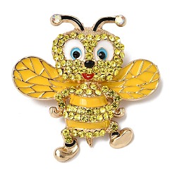 Желтый Значки с пчелами и стразами, эмалированные, броши из сплава для одежды рюкзака, золотые, желтые, 57x58 мм