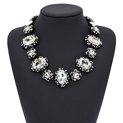 Прозрачный Ожерелья из овальных звеньев из сплава со стразами и стеклом для женщин, прозрачные, 16.93 дюйм (43 см)