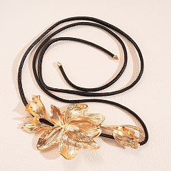 Золотой Ремни-цепочки с завязками-шнурками из искусственной кожи черного цвета с цветком тюльпана для женщин, золотые, 1690x95 мм