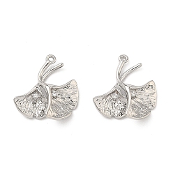 Платина Латунные микро проложить кубического циркония подвески, подвески из листьев гинкго, платина, 19.5x18x5 мм, отверстие : 1 мм