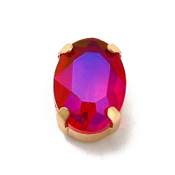 Сиамский Овал с эффектом лунного света, пришитый стразами, многожильных ссылки, с золотыми тонами латунных зубьев, аксессуары для одежды, Сиам, 14x10x7 мм, отверстие : 1 мм