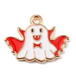 Ghost Подвески из эмали и сплава, Хэллоуин тема, золотой свет, призрак, 15x19x1.5 мм, отверстие : 1.4 мм