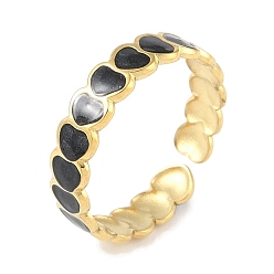 Настоящее золото 18K Ионное покрытие (ip) 304 кольца на пальцах в форме сердца из эмали из нержавеющей стали, открытые кольца для женщин, реальный 18 k позолоченный, 4.5 мм