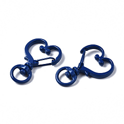 Mixed Color Spray Painted Eco-Friendly Alloy Swivel Snap Hooks Clasps, Cadmium Free & Nickel Free & Lead Free, Heart, Mixed Color, 34x24x6.5mm, Hole: 5x9mm