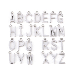 Нержавеющая Сталь Цвет 304 подвески из нержавеющей стали, буквенное очарование, цвет нержавеющей стали, 10x3~5.5x2 мм, отверстие : 1 мм