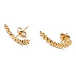 Золотой 304 из нержавеющей стали серьги, цвет пшеницы, золотые, 9x20.5 мм