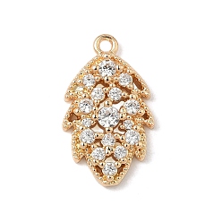 Настоящее золото 18K Латунные микро проложить кубического циркония подвески, без никеля , лист, лист, 17.5x10.5x3 мм, отверстие : 1.2 мм
