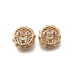 Настоящее золото 18K Латунные микропаве пурпурные кубические циркониевые бусины, без кадмия, без никеля и без свинца, бог богатства заки рам, реальный 18 k позолоченный, 11.5x10.5x6 мм, отверстие : 1.8 мм