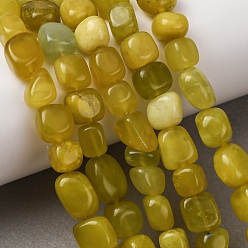 Olive Jade Натуральный корея оливковый нефрит самородки бусины нити, упавший камень, 8~13x8~9x8~9 мм, отверстие : 1.5 мм, около 37~40 шт / нитка, 14.96'' (38 см)