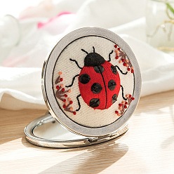 Коровка Набор для вышивки складного зеркала своими руками, включая иглы для вышивания и нитки, хлопковая фабрика, коровка, 150x150 мм