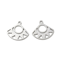 Stainless Steel Color 304 Stainless Steel Pendants, Fan with Sun Charms, Cut-Out, Stainless Steel Color, 14.5x15.5x1mm, Hole: 1.2mm